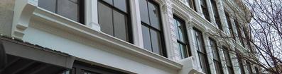 Building façade along Main Street in Downtown Danville VA's River District.